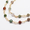 Faceted Round Natural Agate Handmade Beaded Chains CHC-L034-25-NR-2