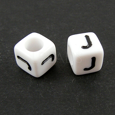 Letter Acrylic European Large Hole Beads X-OPDL-R050-10mm-J-1