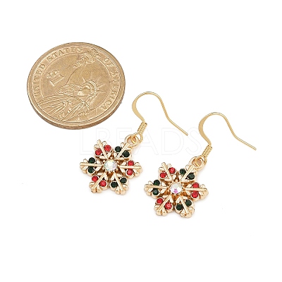 Christmas Theme Alloy Rhinestone Dangle Earrings EJEW-JE06627-02-1