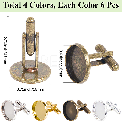 24Pcs 4 Colors Brass Cufflinks KK-SC0006-38-1
