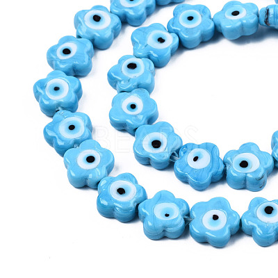 Handmade Evil Eye Lampwork Beads Strands LAMP-N029-008B-1