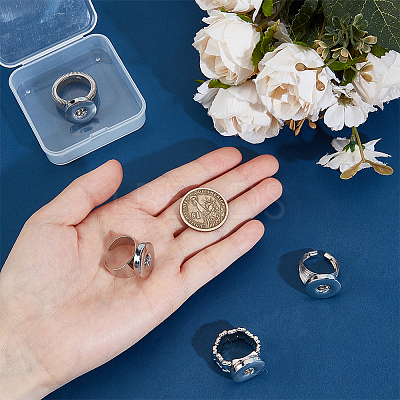 4Pcs 4 Styles Alloy Interchangeable Snap Stretch Ring Settings RJEW-DR0001-06A-1