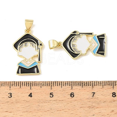 Graduation Season Brass Enamel Pendants KK-CBAF2EC-03G-E01-1