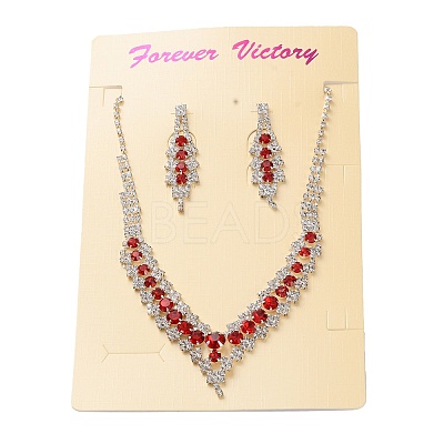 Alloy Rhinestone Necklaces & Stud Earring Sets for Women SJEW-U001-01P-01-1