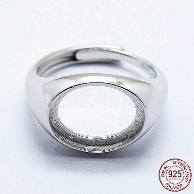Anti-Tarnish Rhodium Plated 925 Sterling Silver Finger Ring Components STER-G027-11P-1