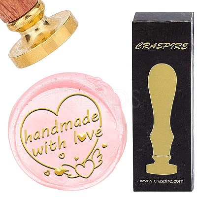 Brass Wax Seal Stamp with Wood Handle AJEW-WH0412-0261-1