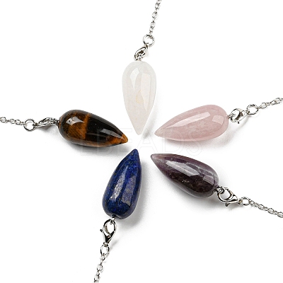 Mixed Natural Gemstone Bullet Charm G-Q1002-07P-1