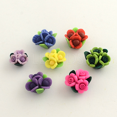 Handmade Polymer Clay Flower Beads X-CLAY-Q191-M07-1