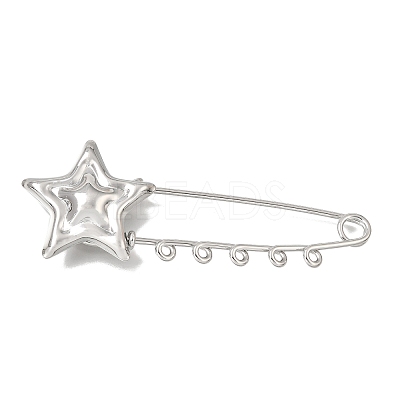 Star Textured 304 Stainless Steel Safety Pins Brooch Findings SA-CBAB767-06B-P-1