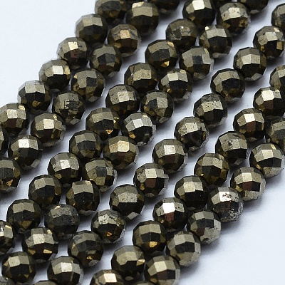 Natural Pyrite Beads Strands G-L031-4mm-03-1