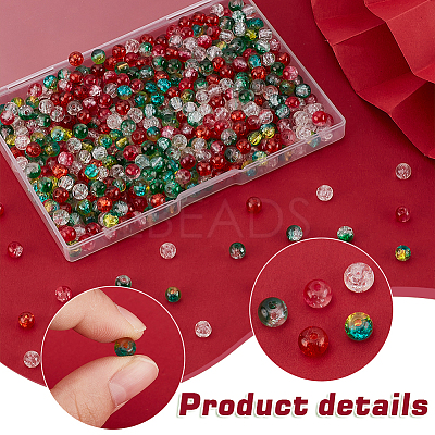 500Pcs 5 Colors Transparent Spray Painted Crackle Glass Beads CCG-PH0001-18-1