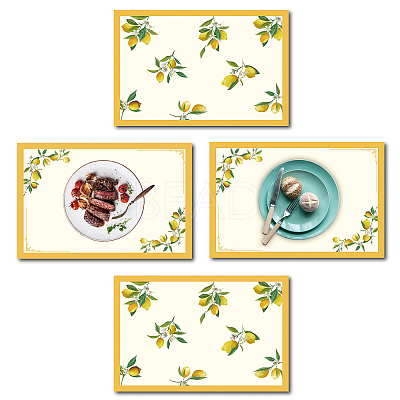 Rectangle with Lemon Pattern Cotton Linen Cloth Table Mat AJEW-WH0196-001-1