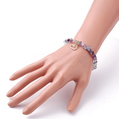 Natural Fluorite Chip Beads Stretch Bracelet BJEW-JB07118-01-1