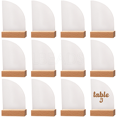 Transparent Acrylic Place Card & Wood Card Holder Set ODIS-WH0038-62-1