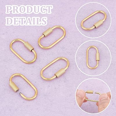 4Pcs 4 Style 304 Stainless Steel Screw Carabiner Lock Charms STAS-UN0029-89-1