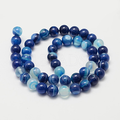 Natural Striped Agate/Banded Agate Bead Strands G-K155-B-8mm-02-1
