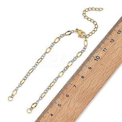 2Pcs Two Tone 304 Stainless Steel Oval Link Chains Bracelet Making AJEW-JB01665-1