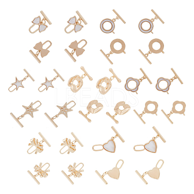 14 Sets 7 Style Mixed Shape Brass Toggle Clasps KK-DC0002-63-1