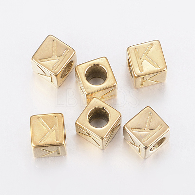 304 Stainless Steel Large Hole Letter European Beads STAS-H428-01G-K-1