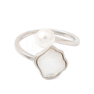 Adjustable Brass White Shell Cuff Rings SH-CBA3B38-01P-1