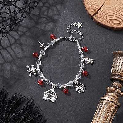 Glass Beaded Link Bracelets for Women BJEW-JB12559-1