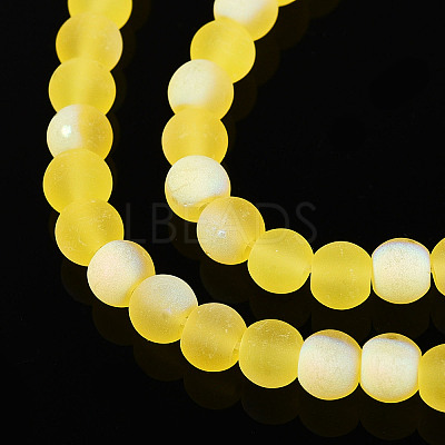 Frosted Transparent Glass Beads Strands GLAA-T032-T4mm-MBB11-1