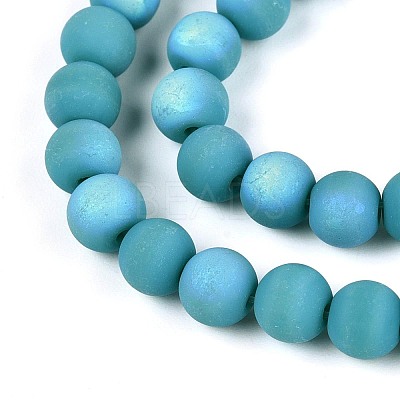 Frosted Opaque Glass Beads Strands GLAA-T032-P6mm-MBB13A-1