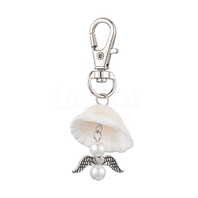 Angel Alloy & Natural Shell Pendant Decorations HJEW-JM02016-02-1