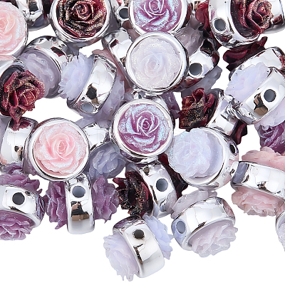 50Pcs 5 Colors Opaque Acrylic Beads MACR-SC0002-51-1