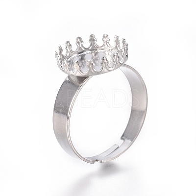 Non-Tarnish Adjustable 304 Stainless Steel Finger Rings Components LS-STAS-E474-50-1
