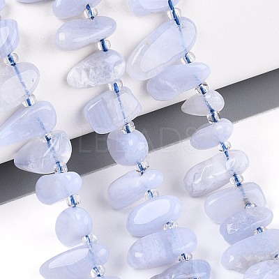 Natural Blue Lace Agate Beads Strands G-Z091-A37-1