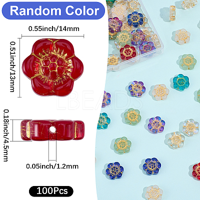 100Pcs Baking Paint and Golden Metal Enlaced Glass Beads DGLA-SC0001-07-1