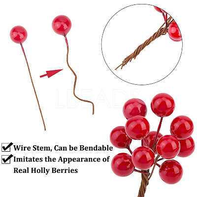 200Pcs Foam Artificial Red Holly Berries Model AJEW-GF0012-34-1