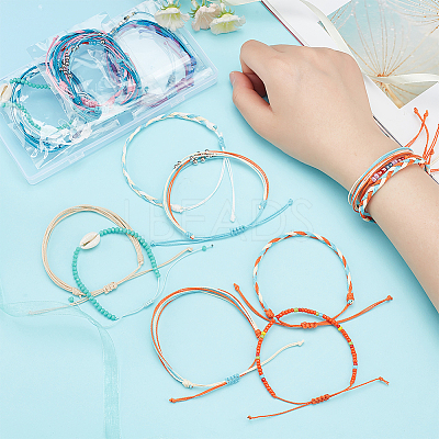 6 Sets 6 Style Natural Shell Braided Bead Bracelets Set BJEW-PH0004-18-1