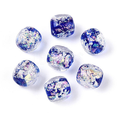 Handmade Foil Lampwork Beads Strands FOIL-T008-01B-1