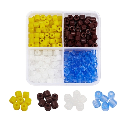 4 Colors Opaque & Imitation Jade & Transparent Glass Bugle Beads SEED-YW0001-41-1