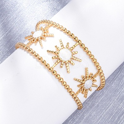 304 Stainless Steel Enamel Cuff Bangles for Women LS-BJEW-D306-06G-1