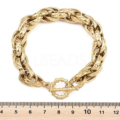 Textured 304 Stainless Steel Double Link Chain Bracelets for Women BJEW-P391-01D-G-1