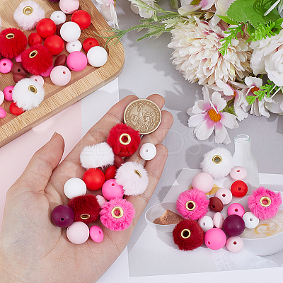 20Pcs 5 Colors Imitation Mink Fur European Beads FIND-PA0001-62B-1