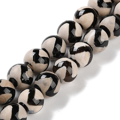 Natural Tibetan Wave Pattern dZi Agate Beads Strands G-B084-A02-01-1