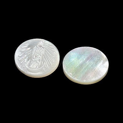 Carved Natural White Shell Cabochons SSHEL-N038-06B-01-1