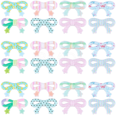 48Pcs 8 Colors Printed Opaque Acrylic Beads MACR-SC0002-64-1