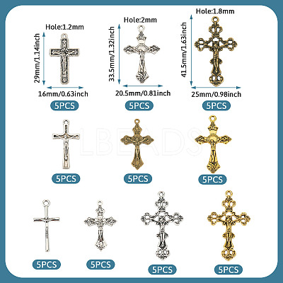 50Pcs 10 Style Tibetan Style Alloy Pendants FIND-TA0006-67-1