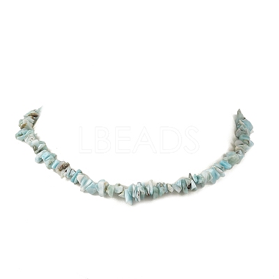 Natural Larimar Chip Beaded Necklaces with 304 Stainless Steel End Chains NJEW-JN06662-1
