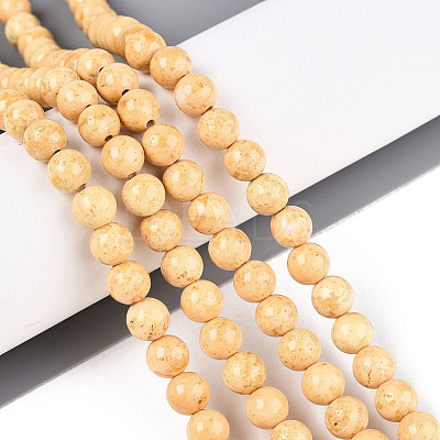 Dyed Synthetic Fossil Beads Strands G-T139-6mm-66B-1