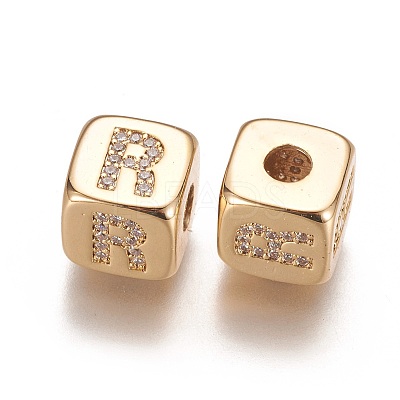 Brass Micro Pave Cubic Zirconia Beads KK-K238-16G-R-1