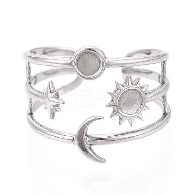 304 Stainless Steel Cuff Rings Components STAS-N113-03P-1