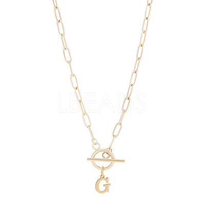 304 Stainless Steel Letter Pendant Necklaces NJEW-LP0001-52G-G-1