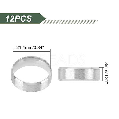 12Pcs 201 Stainless Steel Plain Band Ring for Men Women RJEW-UN0002-44A-1