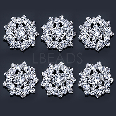 6Pcs 1-Hole Alloy Rhinestone Shank Buttons BUTT-CA0001-16A-1